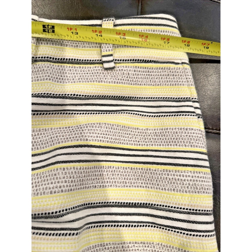 Ann Taylor Loft Size 12 The Riviera Short Textured Multi Stripe 4" LInen Blend‎ - Picture 8 of 11